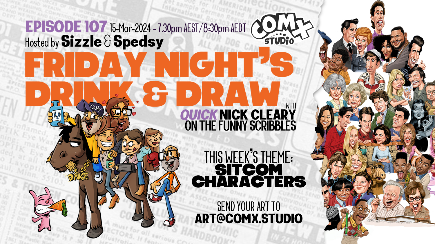 Drink and Draw goes to the small screen with Sitcoms (ep 107)